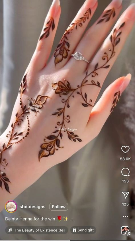 Henna Finger Designs, Finger Designs, Simple Henna Designs Hand, Simple Henna Designs, Palm Henna, Cute Henna Designs, Henna Designs Wrist, Henna Hand, Tato Henna