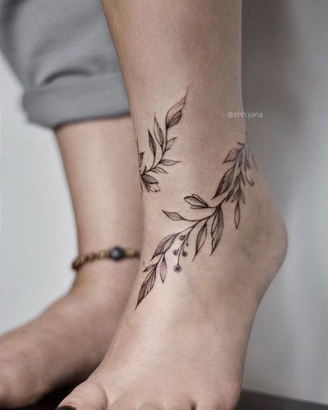 Ankle Leaves Tattoo, Leg Tattoos Women Ankle, Leaf Ankle Tattoo, Floral Ankle Tattoo Wraps, Ankle Wrap Around Tattoo, Vine Ankle Tattoo, Ankle Vine Tattoo, Ankle Wrap Tattoo, Vine Foot Tattoos