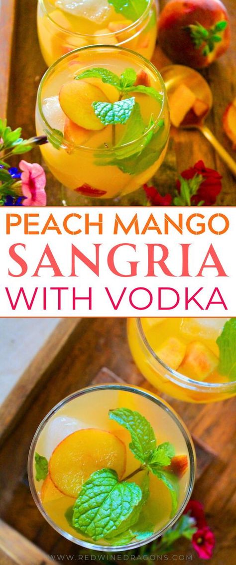 If you love a simple, crisp, white wine sangria like I do, let this easy peach mango sangria quench your thirst all summer long.  You can make in minutes for a crowd. #peachsangria #peachmangosangria #whitewinesangria #sangriawithvodka #easysangriarecipe #fruitysangria #sangriapitcherrecipe #pitcherdrinks Love Drinks Alcohol, Mango Sangria Recipes, Easy White Sangria Recipes, Sangarita Recipe, Sangria With Vodka, White Wine Sangria Peach, Prosecco Sangria, Summer Wine Cocktails, Wine Punch Recipes