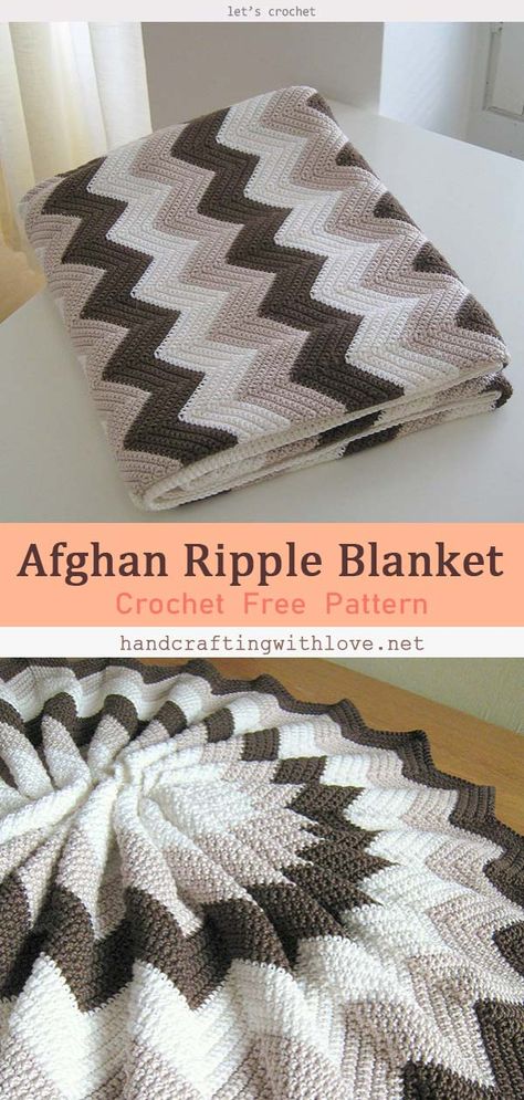 Afghan Ripple Blanket Free Crochet Pattern Baby Ripple Afghan Pattern Free, Ripple Crochet Blanket Pattern Free, 4 Color Crochet Blanket Pattern Free, Queen Size Afghan Pattern Crochet Free, Two Color Crochet Blanket Patterns Free, Chevron Pattern Crochet Blanket, Crochet Ripple Stitch Pattern, Afghan Patterns Free, Crochet Designs Blankets