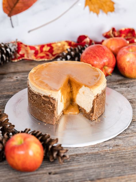 Apple Cider Cheesecake, Boiled Apple Cider, Unique Cheesecake Recipes, Unique Cheesecake, Fall Cheesecake, Apple Cider Caramel, Thanksgiving Cheesecake, Apple Cider Syrup, Apple Cider Recipe