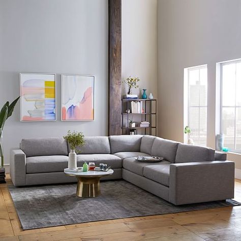 Urban 3-Piece L-Shaped Sectional Sectional Sofa With Chaise, Modern Sofa Sectional, Simple Silhouette, Modern Sectional, Family Room Design, Livingroom Layout, Living Room Sectional, New Living Room, Room Layout