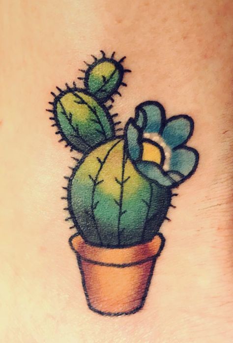 Cactus Tattoo New School Cactus Tattoo, Barrel Cactus Tattoo, Cacti Tattoos, Mini Cactus Tattoo, Cute Cactus Tattoo, Small Cactus Tattoo, Cactus Tattoo Ideas, Tattoo Cactus, Cactus Tattoos