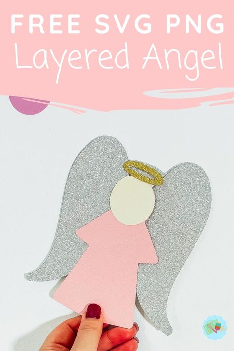 Cricut Angel Wings, Angel Svg Free, Angel Template Free Printable Crafts, Angel Wings For Cricut Free, Cricut Angel, Free Angel Svg Files For Cricut, Angel Banner, Banner Cricut, Santa Footprints