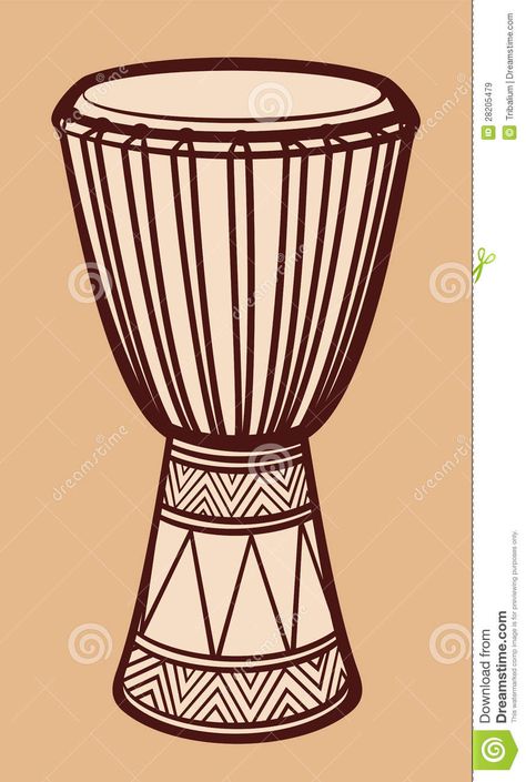 Drum Drawing, Africa Tattoos, Djembe Drum, African Interior Design, Music Notes Art, Futurism Art, Deer Drawing, African Drum, Drums Art