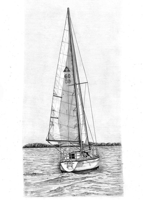 Sailing Boat Illustration, Sailboat Drawing, Pencil Sketch Portrait, Boat Illustration, Boat Drawing, Sailing Holidays, Classic Yachts, Sailboat Painting, Boat Art