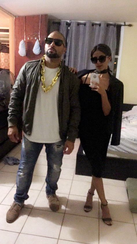 Kim kardashian and kanye west halloween costume Kim And Kanye Halloween Costume, Kim And Kanye Costume, Kanye West Halloween Costume, Kanye Halloween Costume, Kardashians Costume, Kardashian Costume Ideas, Kim K Costume, Rappers Halloween Costumes, Kanye Costume