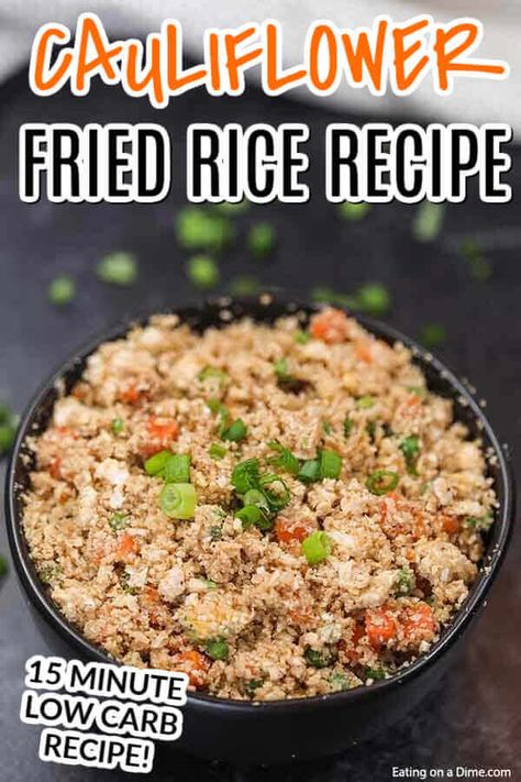 Skip takeout and enjoy this easy Cauliflower fried rice recipe at home. This delicious recipe is keto friendly while being packed with flavor. Learn how to make the best keto low carb cauliflower fried rice with egg. #eatingonadime #cauliflowerfriedricerecipe #whole30 #RecipesEasy #RecipesHealthy #KetoEasy #healthy #recipes Riced Califlower Recipes, Fried Rice At Home, Fried Cauliflower Rice, Rice Meals, Cauliflower Recipes Healthy, Cauliflower Fried Rice Recipes, Rice Coconut, Fried Rice With Egg, Riced Cauliflower