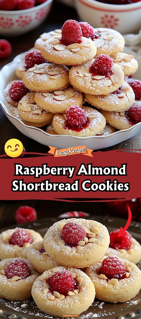 Enjoy the delightful combination of buttery shortbread, sweet raspberry jam, and a hint of almond in these elegant cookies. They're a perfect treat for afternoon tea or special occasions. #ShortbreadCookies #RaspberryAlmond #TeaTime Elegant Cookies, Almond Shortbread, Almond Shortbread Cookies, Chicken Cake, Raspberry Cookies, Buttery Shortbread, Raspberry Almond, Elegant Desserts, Almond Cookies