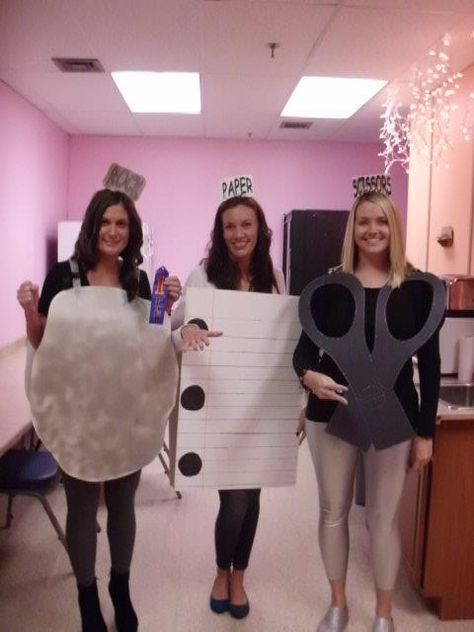 Stone Costume Diy, Rock Paper Scissors Costume Diy, Diy Rock Paper Scissors Costume, Legend Of Rock Paper Scissors Activities, Rock Paper Scissors Costume, The Legend Of Rock Paper Scissors, Starbucks Halloween Costume, School Halloween Costumes, Costumes For Work