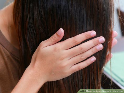 Image titled Apply Serum to Your Hair Step 8 Frizzy Hair Fix, Oil Your Hair, Soft Shiny Hair, Short Natural Haircuts, Choppy Bob Haircuts, Breaking Hair, Hair Fixing, Copper Hair Color, Step By Step Hairstyles