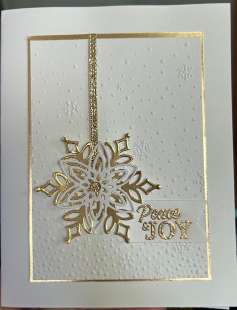 Simple snowflake Snowflake Cards Handmade Stampinup, Snowflake Cards Handmade, Cards With Snowflakes, Clean And Simple Christmas Cards, Snowflake Christmas Cards, Die Cut Christmas Cards, Simple Snowflake, Simple Christmas Cards, Snow Crystal