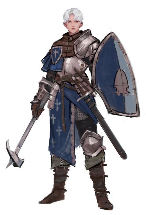 Knight With Shield, Female Cleric, Plate Armor, Fantasy Heroes, Knight Art, Dungeons And Dragons Characters, Medieval Armor, Fantasy Armor, Armor Concept