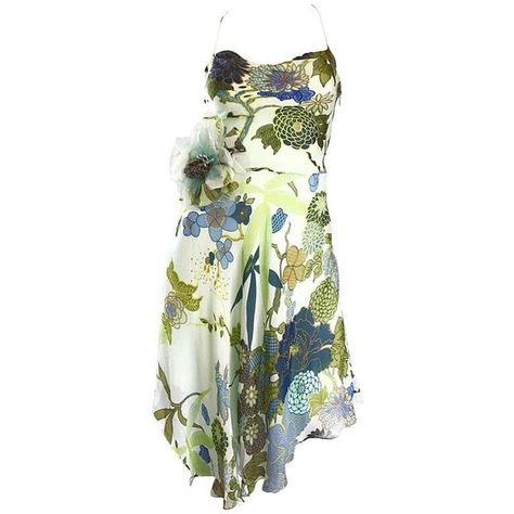 Preowned Beautiful 1990s Jenny Packham Silk Chiffon Flower Printed... ($850) ❤ liked on Polyvore featuring dresses, beige, cocktail dresses, white dresses, halter summer dress, white floral dress, floral summer dresses and halter tops Beige Cocktail, Chanel Rose, Dresses Beige, Summer Cocktail Dress, Green Chartreuse, Handkerchief Hem Dress, Halter Dress Summer, Handkerchief Dress, Vintage Handkerchief