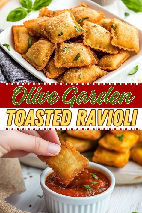 Olive Garden toasted ravioli are like golden pockets of joy. And from the crunchy exterior to the savory filling, they're the perfect blend of textures. Roasted Ravioli, Mediterranean Birthday, Olive Recipes Appetizers, Dunstanburgh Castle, Copycat Olive Garden, Closet Cooking, Olive Garden Recipes, Awesome Appetizers, Toasted Ravioli