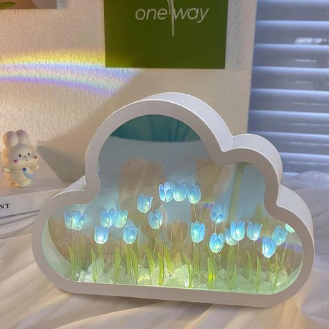 About this item ❤〔2 in 1 Tulip Night Light〕This tulip mirror lamp is not only used as a night lamp, also as a mirror when the light is turned off . The mirror and night light design is beautiful and practical. ❤〔Great Room Decoration〕Tulips and clouds as the design inspiration, romantic and soft light, add warm atmosphere to your room Tulip Mirror, Tulip Night Light, Paper Flower Bouquet Diy, Home Mirror, Cloud Mirror, Tulip Lamp, Whimsical Bedroom, Tulip Decor, Diy Clouds