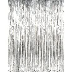 Amazon.com: GOER 3.2 ft x 9.8 ft Metallic Tinsel Foil Fringe Curtains for Party Photo Backdrop Wedding Decor (Silver,3 pcs) : Electronics Birthday Decoration Items, Engagement Party Decorations Diy, Party Photo Booth Backdrop, Door Window Curtain, Glitter Curtains, Fringe Curtains, Party Photo Backdrop, Photo Backdrop Wedding, Party Streamers