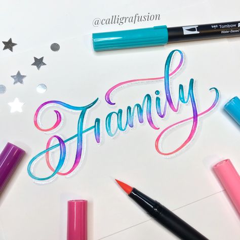 One of my favorite color combos from Tombow Dual brush pens. I’ll show you how to blend these colors! #calligraphy #calligraphyvideo #letteringbeginner #handlettering Brush Lettering Font, Tombow Pens, Gel Pen Art, Brush Lettering Practice, Pen Projects, Tombow Brush Pen, Calligraphy Video, Brush Pen Lettering, Calligraphy Artist