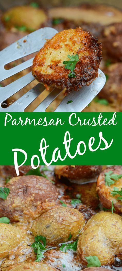 Parmesan Baked Potatoes, Crusted Potatoes, Scalloped Potatoes Crockpot, Parmesan Crusted Potatoes, Potatoes In Oven, Cheese Crust, Parmesan Potatoes, Parmesan Recipes, Fry Recipes