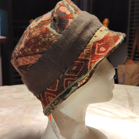 This Billie Bucket Hat Is ***One Of A Kind ***Reversible ***Handmade In Maine Designed For Cold Weather Wear With A Soft Warm Reversible Fleece Lining One Size Fits Most Smoke And Pet-Free Home Upcycled Hats, Hippie Hat, Funky Hats, Weather Wear, Vintage Hats, Handcrafted Accessories, Bucket Hats, Hats Vintage, Head Wraps