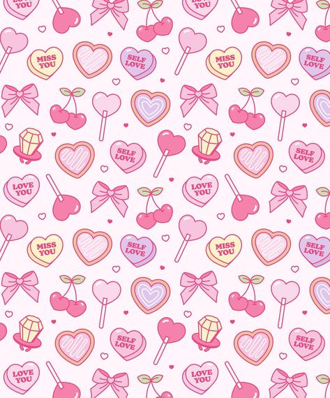 Monique Vasconcelos | Super late to be posting up Valentine’s Day designs (but better late than never right?) Couldn’t not share this pattern & card design for… | Instagram Disney Princess Fabric, Kawaii Pattern, Kawaii Valentine, Valentines Day Drawing, Candy Art, Candy Brands, Better Late Than Never, Cute Candy, Wallpaper Images