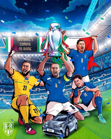 Italy, Champions of Europe 🏆 | Bleacher Report Manchester United Home Kit, Champions League Poster, Italian Soccer Team, Football Italy, Italy Team, Italy National Football Team, Penalty Shootout, Soccer Drawing, Messi Goals