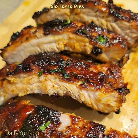 The Best Damn Juicy and Crispy Air Fryer Ribs Air Fryer Baby Back Ribs, Air Fryer Ribs, Daily Yum, Pork Back Ribs, Lamb Ribs, Back Ribs, Ribs On Grill, Air Fryer Dinner Recipes, Baby Back Ribs