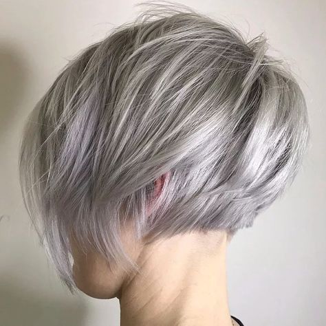 Pixie Bob Haircut, Silver Highlights, Fall Hair Cuts, Short Hairstyles For Thick Hair, Short Layered Haircuts, Short Bob Haircuts, Penteado Cabelo Curto, Grey Hair Color, Hair Images