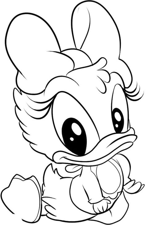 Cute Donald Duck Coloring Pages - Welcome to our Donald Duck coloring pages. Donald Duck is an American cartoon character by Walt Disney. Donald is an anthropomorphic duck with orange-... #coloring #coloringpages #printable Pata Daisy, Duck Coloring Pages, Baby Daisy, Donald And Daisy Duck, Disney Colors, Pola Sulam, Cartoon Coloring Pages, Daisy Duck, Disney Coloring Pages