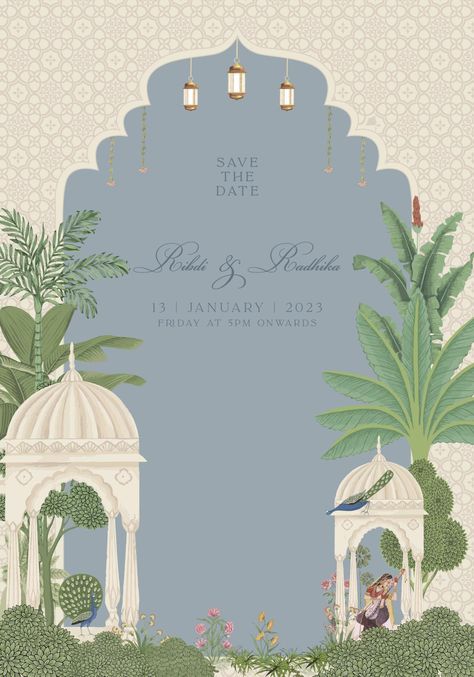 Mughal Wedding Card, Mughal Wedding, Indian Theme Wedding, Design Invitation Card, Wedding Symbols, Wedding Vector Art, Wedding Invitation Vector, Indian Theme, Design Invitation