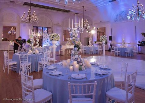 David Tratua's TV show CELEBrations filmed the fanciest baby shower inside The Palm Court at The Alexandria Ballrooms. 15 Party Ideas Quinceanera, Sweet 16 Cinderella Theme, Blue Quinceanera Ideas, Blue Quinceanera Theme, Baby Blue Quinceanera, Light Blue Quince, Cinderella Quinceanera Themes, Cinderella Sweet 16, Cinderella Quinceanera