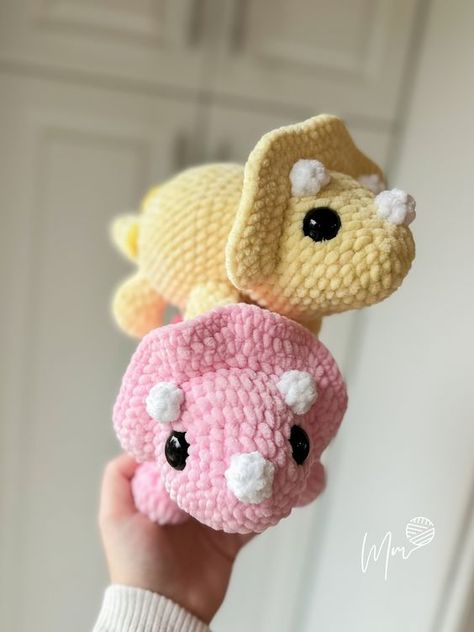 Crochet patterns Crochet Dinosaur Triceratops, Beginner Crochet Patterns Amigurumi, Free Crochet Triceratops Pattern, Big Crochet Animals Free Pattern, Easy Crochet Stuffed Animal Pattern Free, Instagram Crochet Pattern, Free Plushy Crochet Patterns, Crochet T Rex Pattern Free, Quick Crochet Plushies