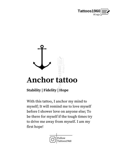 Fork Tattoos Meaning, Anchor Finger Tattoo, Impermanence Tattoo, Infinity Anchor Tattoo, Feminine Anchor Tattoo, Anchor Tattoo Meaning, Tattoo Symbolism, Tattoo Anchor, Single Rose Tattoos