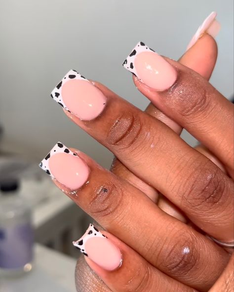 Sweet 16 Nails, Cow Print Nails, Ombre Acrylic Nails, Short Square Nails, Print Nails, Work Nails, Glow Nails, French Acrylic Nails, Short Square Acrylic Nails