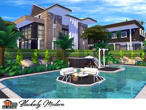 Sims 4 Modern House, Lotes The Sims 4, Beach Mansion, The Sims 4 Lots, Sims 4 Family, Mansion Floor Plan, Sims 4 House Building, The Sims 4 Packs, Sims 4 House Design