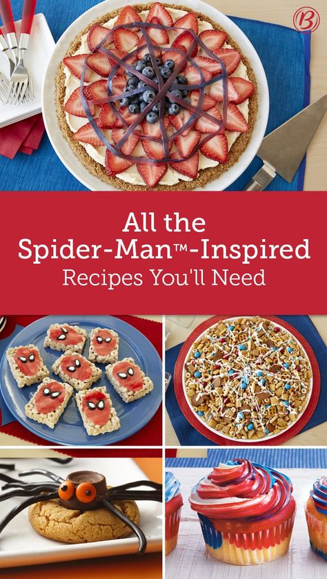 Spiderman Movie Night Food, Spiderman Recipes, Spider Man Snacks, Spider Man Games For Kids, Spidey And His Amazing Friends Birthday Party Food Ideas, Spidey And His Amazing Friends Party Food Ideas, Spiderman Snacks Birthdays, Spidey Themed Food, Spiderman Party Snacks