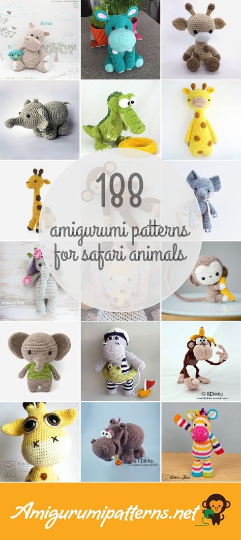 Amigurumipatterns.net has the largest collection of free and premium Safari Animals amigurumi patterns. Click now and discover wonderful crochet patterns! Safari Baby Mobile, Haken Baby, Christmas Mouse, Crochet Creations, Safari Baby, Crochet Baby Patterns, Amigurumi Free, Crochet Stuff, Safari Animals