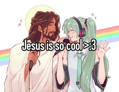 Jesus Art Aesthetic, Cartoon Crossovers Fanart, Christian Fanart, Bible Fanart, Jesus Fanart, Christian Whispers, Jesus Meme, Christian Cartoons, Cute Bibles