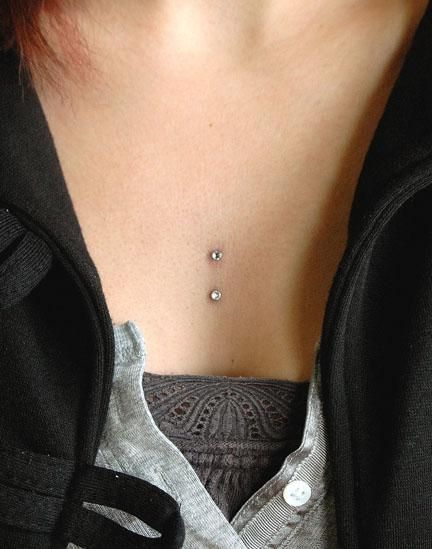 On the bucket list Dermal Ideas, Chest Dermal Piercing, Piercing Chest, Dermal Piercing Chest, Chest Dermal, Chest Piercing, Microdermal Piercing, Pretty Ear Piercings, Cool Piercings