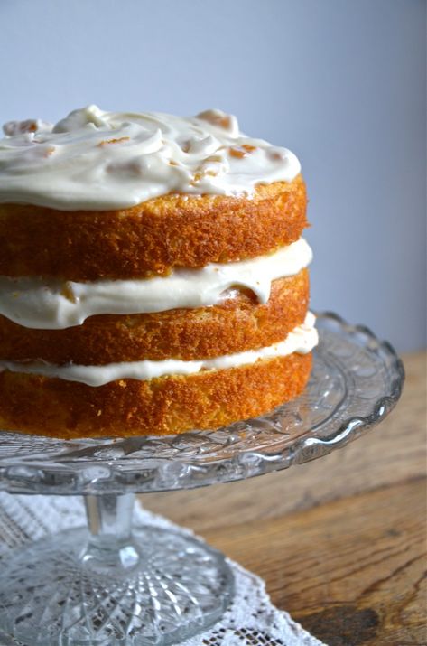 Cornmeal Cake with Honey Apricot Frosting from Anecdotes and Applecores Apricot Frosting, Cornmeal Cake, Apricot Cake, Dried Apricots, Baking Sweets, Cake Cake, Let Them Eat Cake, No Bake Desserts, Just Desserts