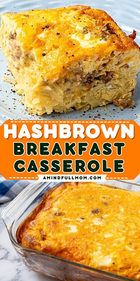 Add this Hashbrown Breakfast Casserole to your Mother's Day brunch ideas! This homemade breakfast casserole is made with frozen hash browns, eggs, sausage, and cheese. You have to try this simple brunch recipe! Sausage Hash Brown Breakfast Casserole, Hash Brown Breakfast Casserole, Sausage Hashbrown Breakfast Casserole, Hash Brown Breakfast, Hashbrown Breakfast, Casserole Breakfast, Breakfast Potato Casserole, Sausage Hash, Best Breakfast Casserole