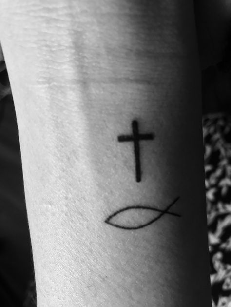 Ichthys and cross #familybusinesslondon Ichthys Tattoo, Christian Fish Tattoos, Fish Tattoo, Awesome Tattoos, Feminine Tattoos, Tattoos Ideas, Tattoo Idea, Cool Logo, Tattoos And Piercings