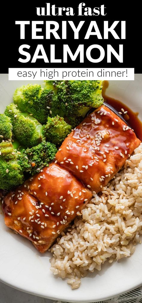 Steamed Salmon, Chicken Recipes Pasta, Pasta Fish, Steamed Veggies, High Protein Dinner, Protein Dinner, Kitchen Tips And Tricks, Easy And Healthy Recipes, Teriyaki Salmon