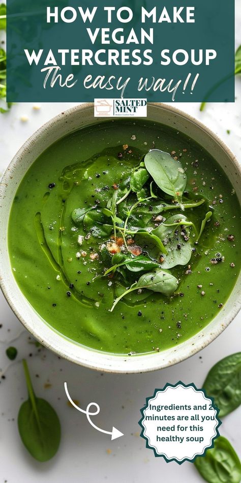 Boost Your Immunity with Our Healing Watercress Soup! Ideal for sick days, this immune-boosting soup is not only comforting but also packed with nutrients. Savor the flavors of a soup that's perfect for recovery and wellness. Dive into this delicious, healing soup recipe that's both soothing and revitalizing. A must-try for anyone needing a warm, wholesome pick-me-up! Sick Soup, Soup For Sick, Watercress Soup, Healing Soup, Winter Soup, Vegan Yogurt, Winter Soups, Creamy Potato, Tasty Healthy