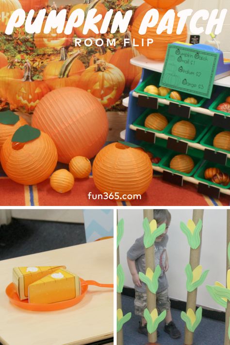 Create a fun pumpkin patch inside your own classroom! This room flip will make students feel like they're really at the pumpkin patch. Here's how you can make your own. Pumpkin Themed Classroom, Pumpkin Patch Kindergarten, Pumpkin Patch Classroom Transformation, Fall Room Transformation Classroom, Pumpkin Classroom Transformation, Fall Classroom Transformation, Pumpkin Patch Decorating Ideas Indoor, Pumpkin Patch Classroom Decorations, Classroom Pumpkin Patch