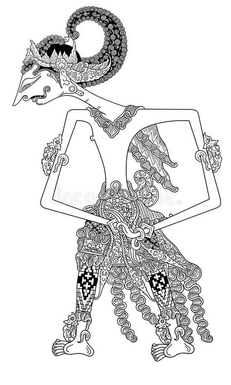 Illustration about Protagonist god figure of traditional puppet show, wayang kulit from java indonesia. Illustration of basuki, java, dimensional - 47947024 Wayang Kulit Puppet Template Printable, Coloring Template, Tips Kesehatan, Paper Coloring, Indonesian Culture, Indonesian Art, Puppet Show, Shadow Puppets, Vector Drawing