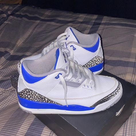 Jordan 3 racer blue Jordan 3 Blue, Jordan 3 Racer Blue, College Shoes, Jordan 3s, Black Couple Art, Retro 3, Blue Jordans, Birthday Inspo, Black Couple