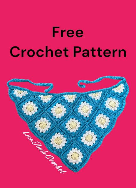 How to Crochet a Daisy Flower Granny Square Bandana Granny Square Kerchief, Daisy Flower Granny Square, Crocheting Tutorial, Granny Rectangle, Crochet Pattern Granny Square, Kerchief Pattern, Crochet Kerchief, Pattern Granny Square, Granny Square Pattern Free