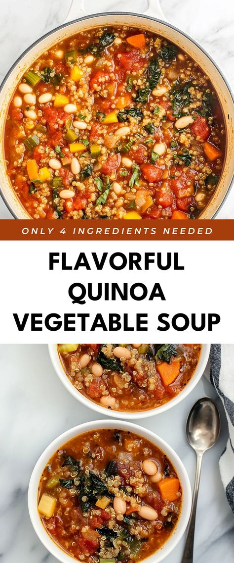 Image for Flavorful Quinoa Vegetable Soup Soups With Fiber, Healthy Soup Recipes Clean Eating Crock Pot, Healthy Protein Filled Soups, Filling Low Calorie Soup, Meatless Soup Recipes Crock Pot, Vegetable Soup With Quinoa, Healthy Filling Soup Recipes, Super Healthy Soup Recipes, Winter Quinoa Recipes