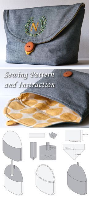 Clutch Sewing Pattern and Instruction ~ DIY Tutorial  #bags #tutorial #sewing #pattern Clutch Sewing, Clutch Tutorial, Tote Bag Pattern Free, Bag Sewing Pattern, Sew Ins, Costura Diy, Beginner Sewing, Beginner Sewing Projects Easy, Bag Sewing